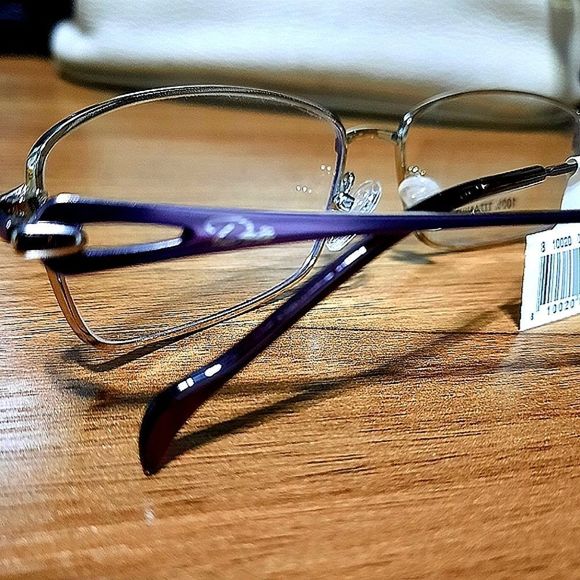 100% Titanium Eyeglass Frame, Woman, Rx'able, Purple Glasses, 56 16 140 NEW - Picture 6 of 11